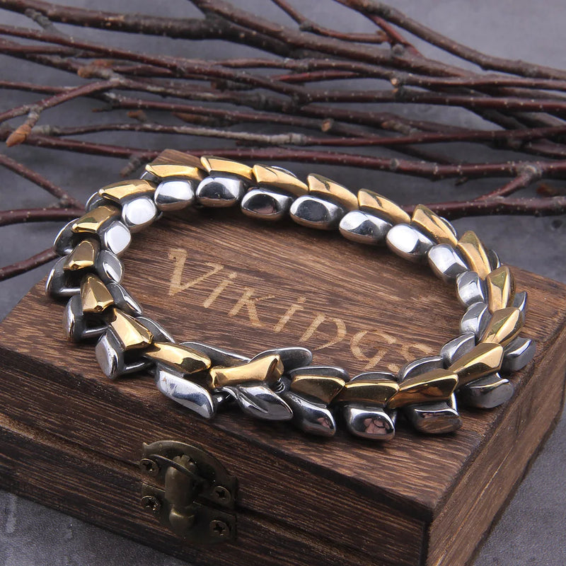 Pulseira Viking Ouroboros em Aço Inoxidável para Homens