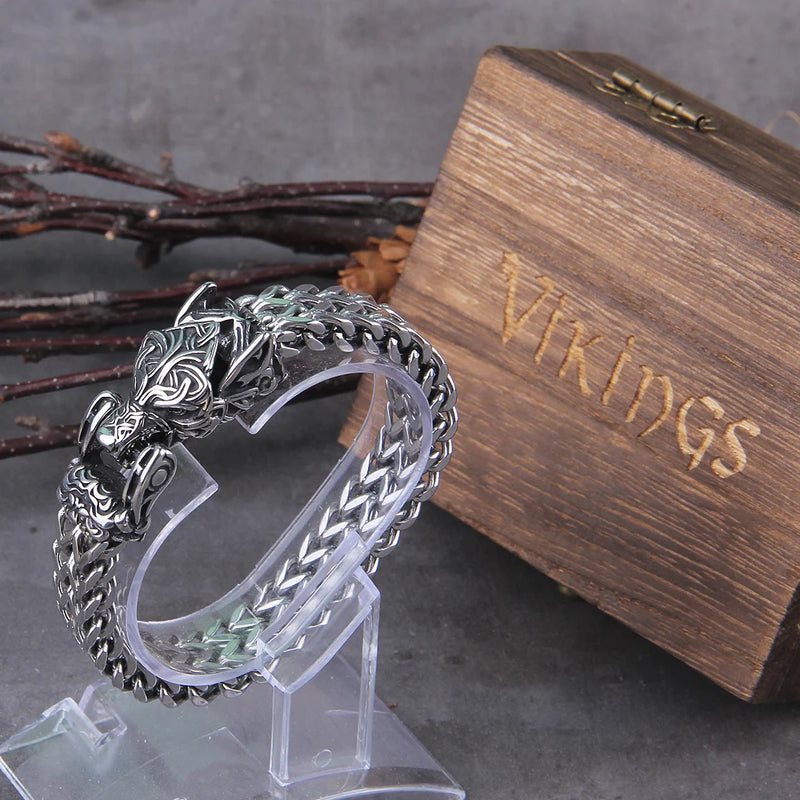 Pulseira Viking Ouroboros em Aço Inoxidável para Homens