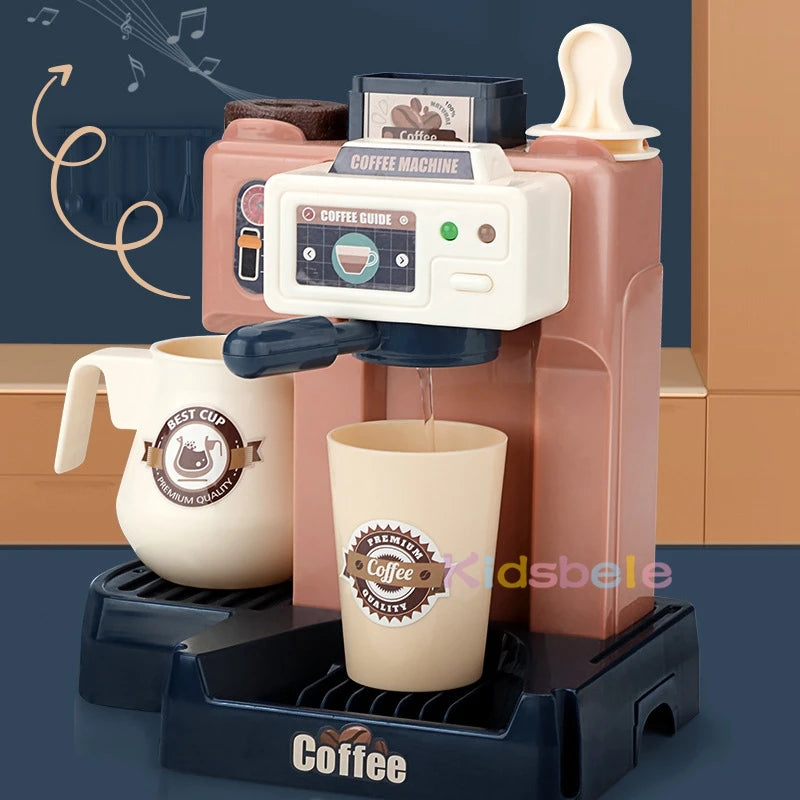 Conjunto de Brinquedos de Máquina de Café Infantil - Simulação de Café, Pão, Bolo e Caixa Registradora 🍩🍰