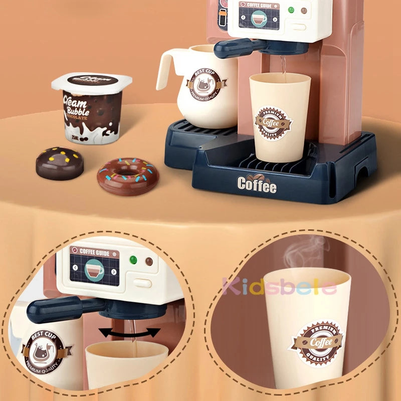 Conjunto de Brinquedos de Máquina de Café Infantil - Simulação de Café, Pão, Bolo e Caixa Registradora 🍩🍰