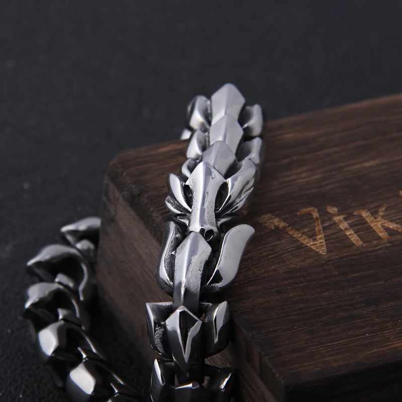 Pulseira Viking Ouroboros em Aço Inoxidável para Homens