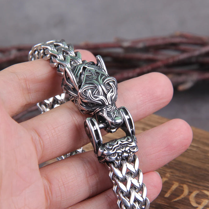 Pulseira Viking Ouroboros em Aço Inoxidável para Homens