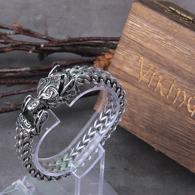 Pulseira Viking Ouroboros em Aço Inoxidável para Homens