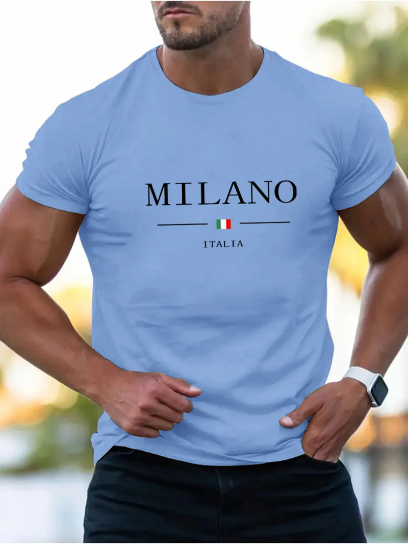 Camiseta Masculina MILANO - Algodão Confortável - Estampa Itália