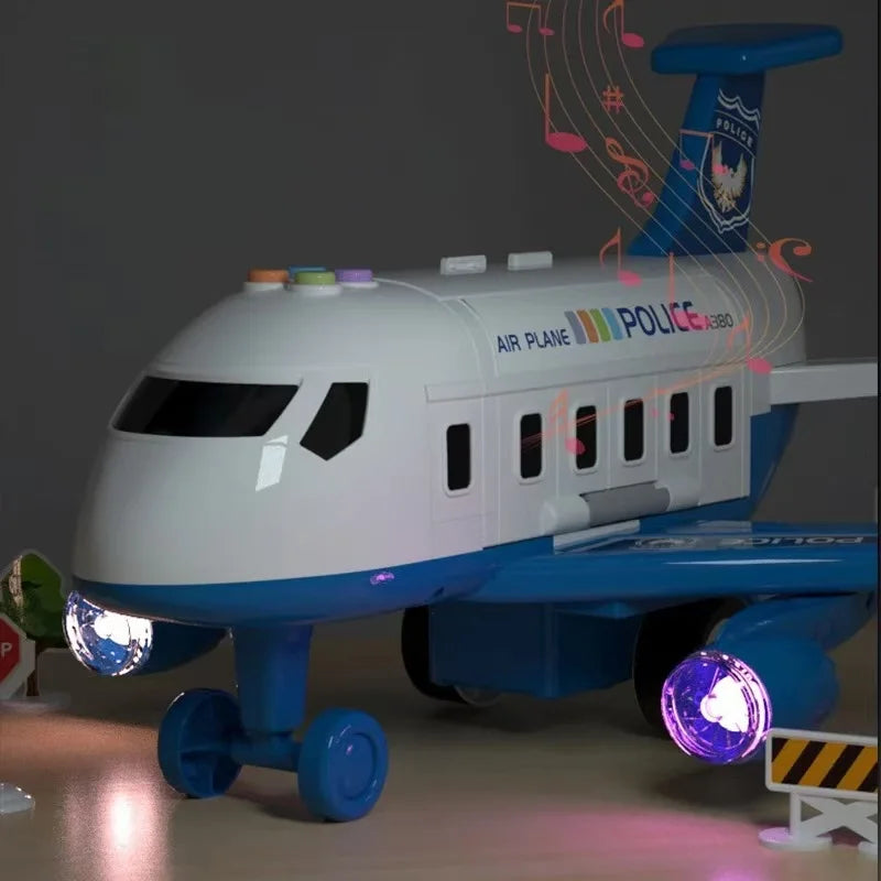 Aeronave Transformável 2 em 1 - Brinquedo de Carro e Avião com Música, Pista Inércia e Acessórios 🚗🎶