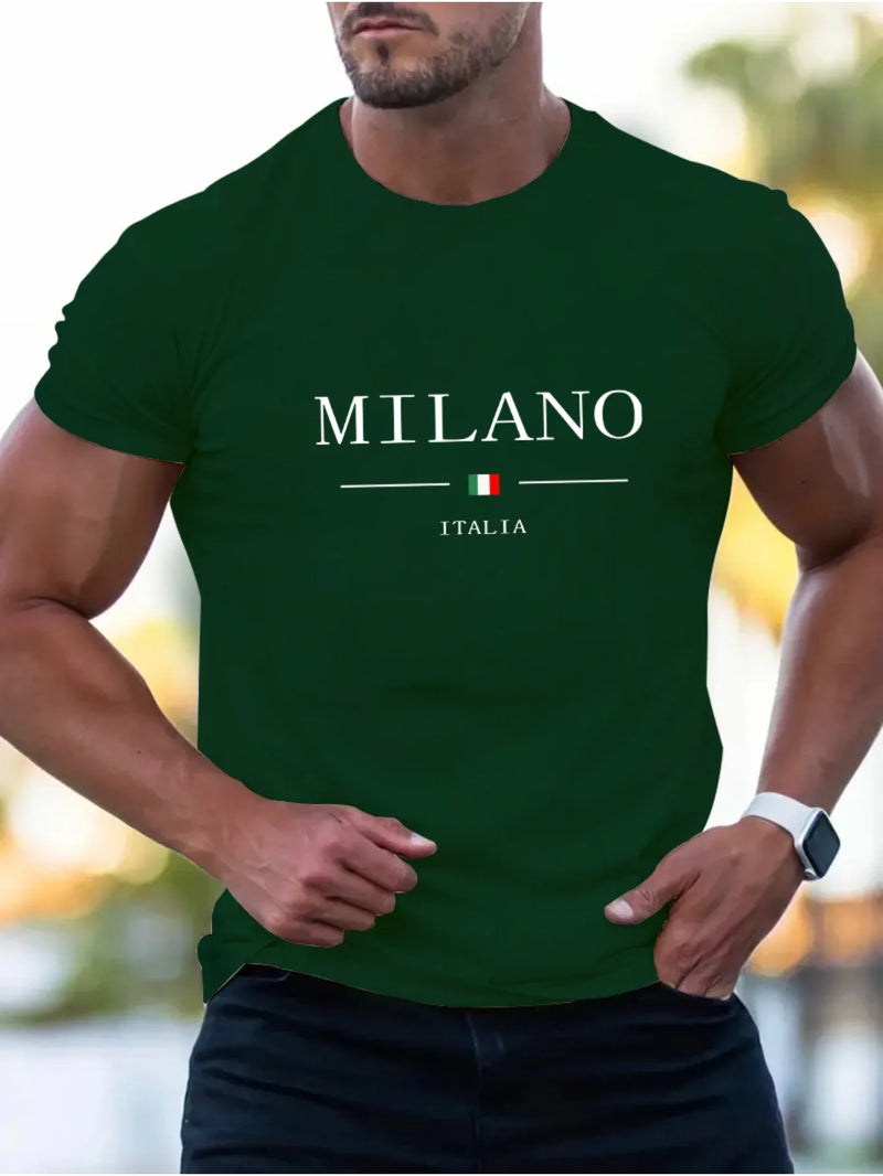 Camiseta Masculina MILANO - Algodão Confortável - Estampa Itália