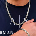 Conjunto de Acessórios Masculinos - Colar e Pulseira em Aço Inoxidável Premium