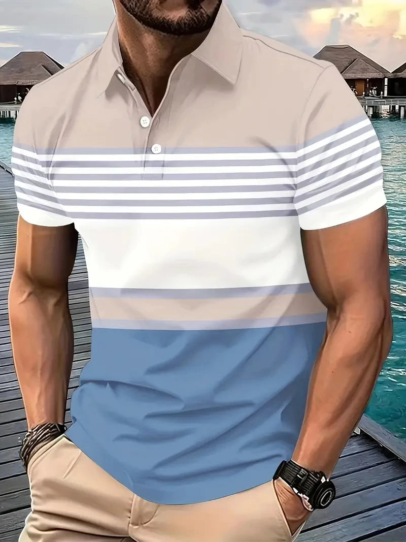 Camisa Polo Masculina 3D - Estampa Moderna com Gola Redonda - Casual e Confortável