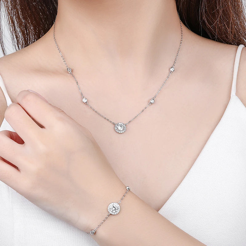 Colar de Moissanite Brilhante em Prata Esterlina 925 | Design Elegante e Moderno para Mulheres