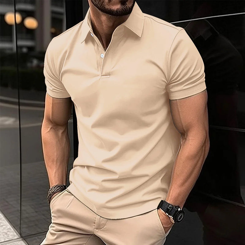 Camisa polo masculina de manga curta mais vendida lapela botão cor sólida camiseta masculina verão casual confortável roupas de golfe masculinas