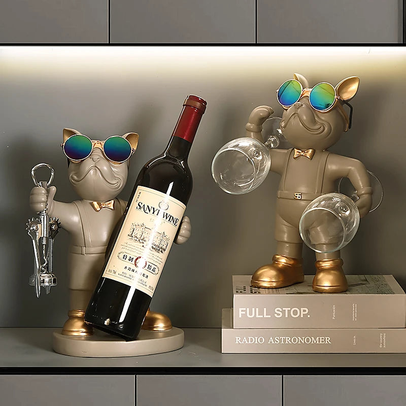 Suporte para Vinho Bulldog Francês – Elegância, Estilo e Personalidade na Sua Decoração!