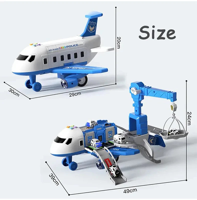 Aeronave Transformável 2 em 1 - Brinquedo de Carro e Avião com Música, Pista Inércia e Acessórios 🚗🎶