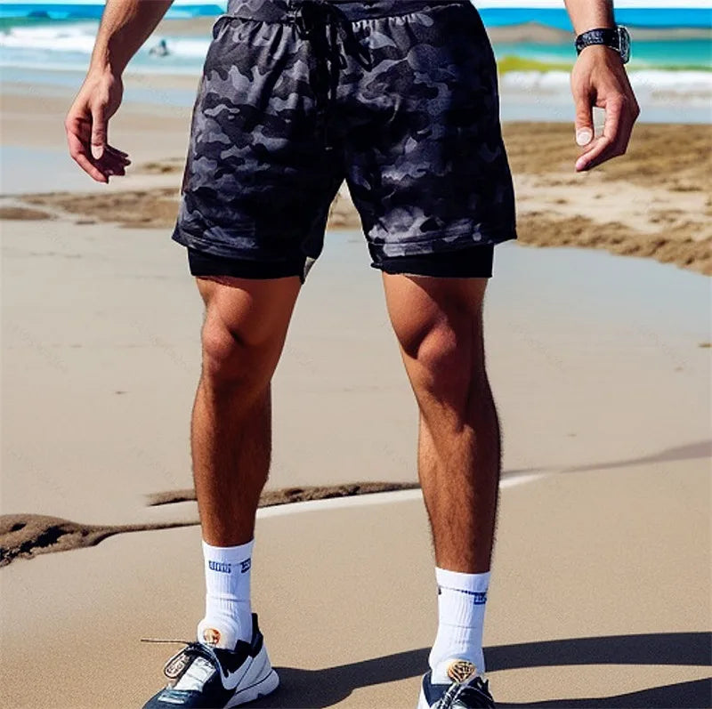 Shorts Atleta Estilo - Casual, Estampado, Modelagem Regular, Cordão Ajustável