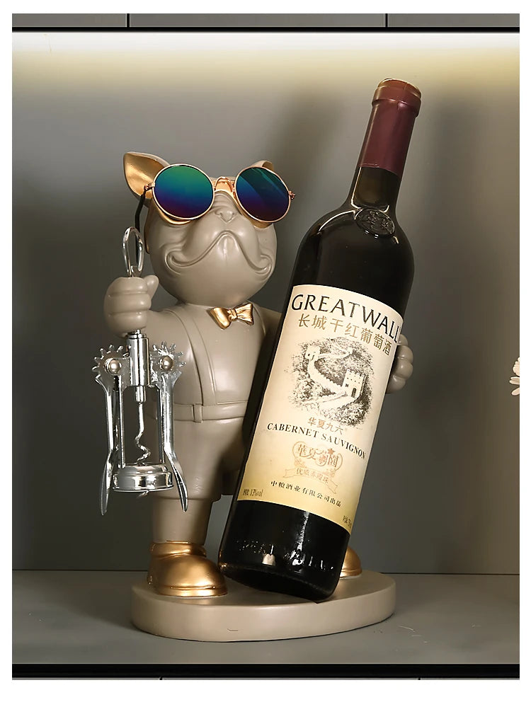 Suporte para Vinho Bulldog Francês – Elegância, Estilo e Personalidade na Sua Decoração!