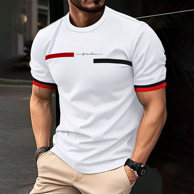 Camiseta Masculina Street Style 3D - Estampa "Freedom" - Manga Curta