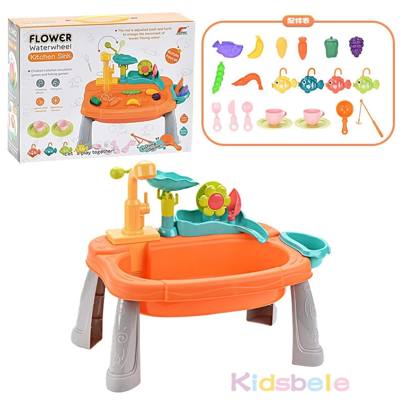 Brinquedo de Cozinha Infantil - Pia com Água Corrente e Máquina de Lavar Louça Elétrica