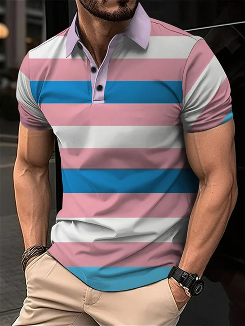 Camisa Polo Masculina Listrada Digital 3D - Manga Curta