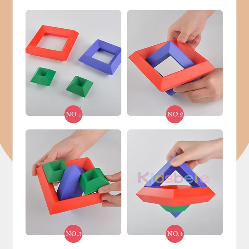 Conjunto de Blocos de Construção Infantil - Pirâmide Geométrica 3D Montessori para Meninos e Meninas 🧩✨