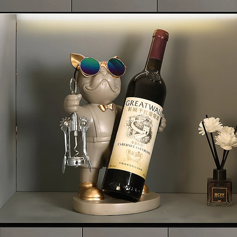 Suporte para Vinho Bulldog Francês – Elegância, Estilo e Personalidade na Sua Decoração!