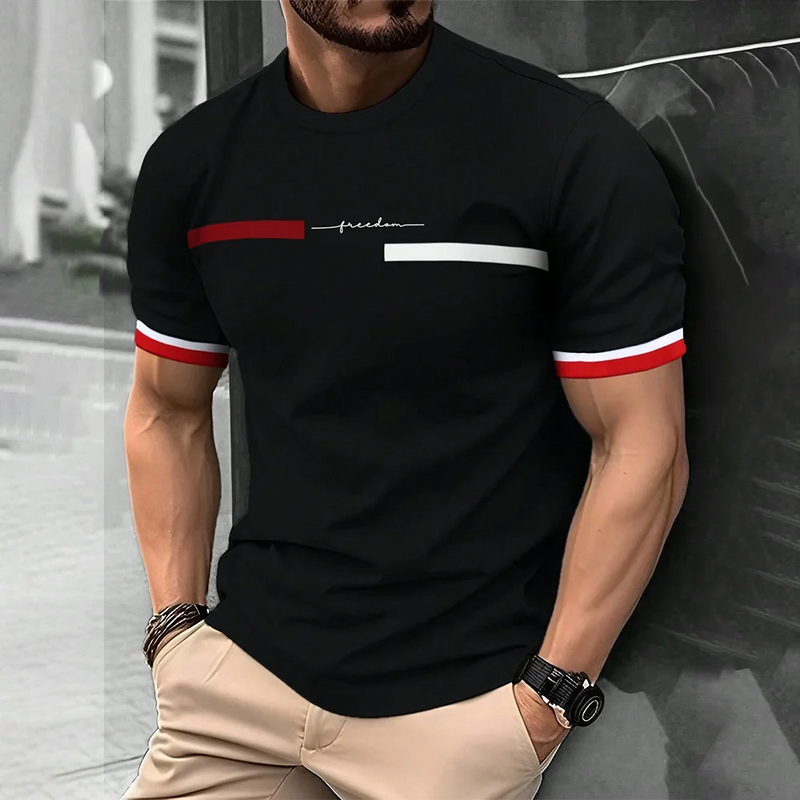 Camiseta Masculina Street Style 3D - Estampa "Freedom" - Manga Curta