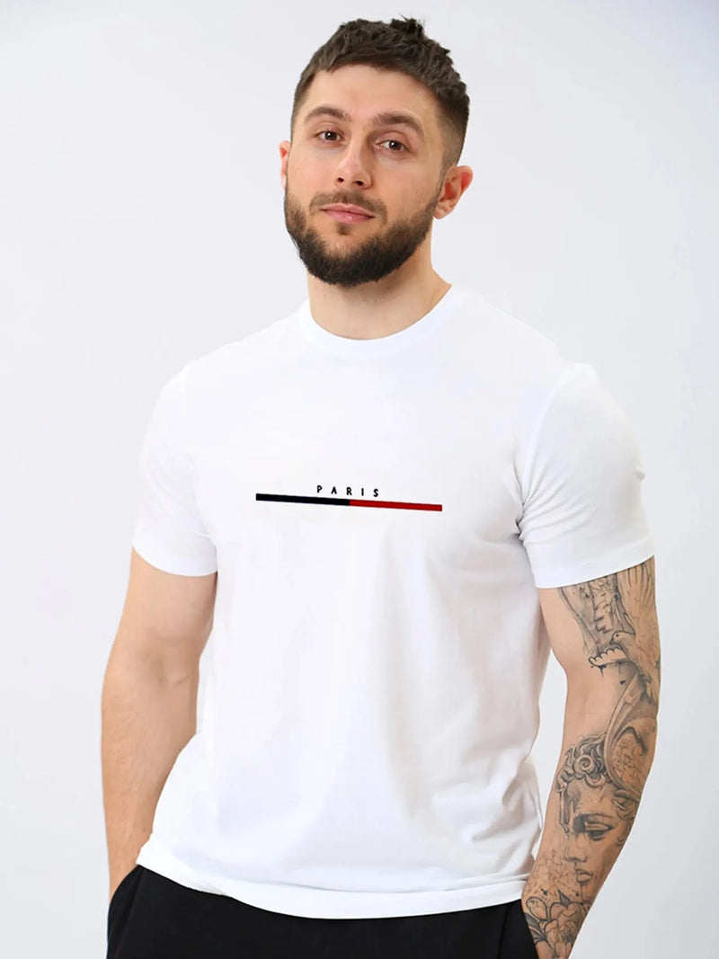 Camiseta Masculina Streetwear Paris - Estilo Casual com Estampa Contemporânea