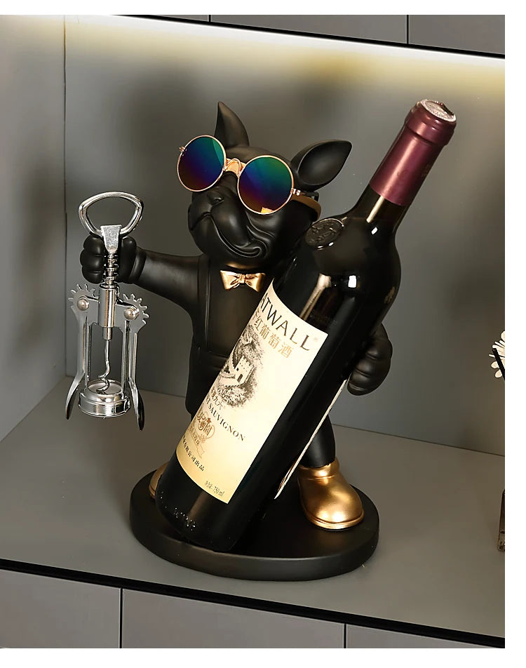 Suporte para Vinho Bulldog Francês – Elegância, Estilo e Personalidade na Sua Decoração!