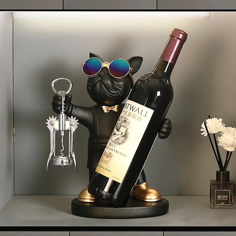 Suporte para Vinho Bulldog Francês – Elegância, Estilo e Personalidade na Sua Decoração!