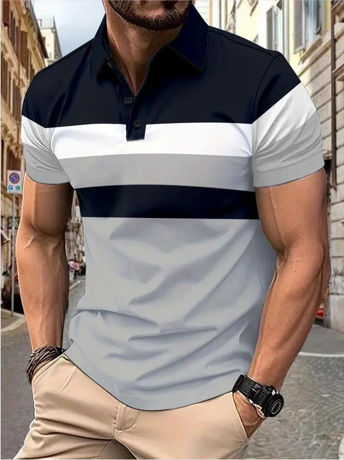 Camiseta Masculina Listrada de Manga Curta - Estilo Casual e Elegante