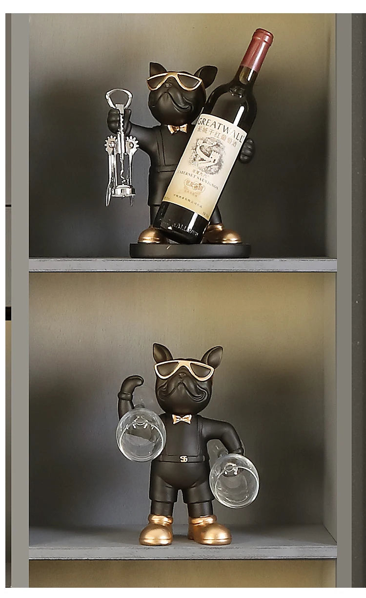 Suporte para Vinho Bulldog Francês – Elegância, Estilo e Personalidade na Sua Decoração!