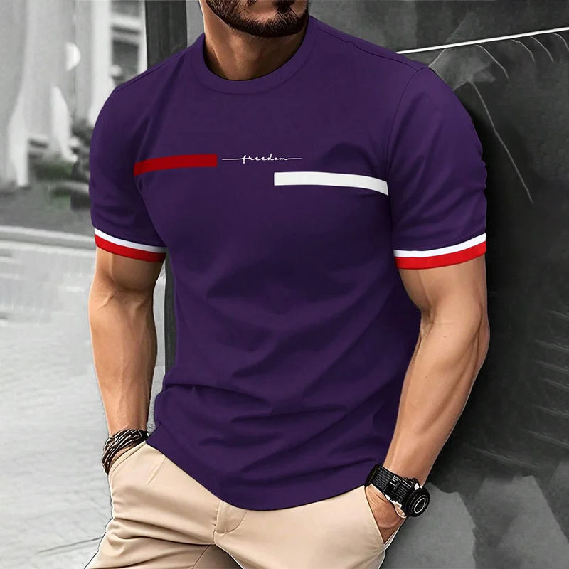 Camiseta Masculina Street Style 3D - Estampa "Freedom" - Manga Curta