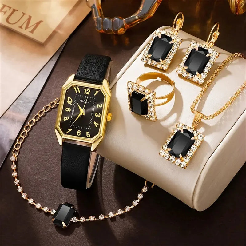 Feminino Ybotti Elegance Square - Design Clássico com Pulseira de Couro