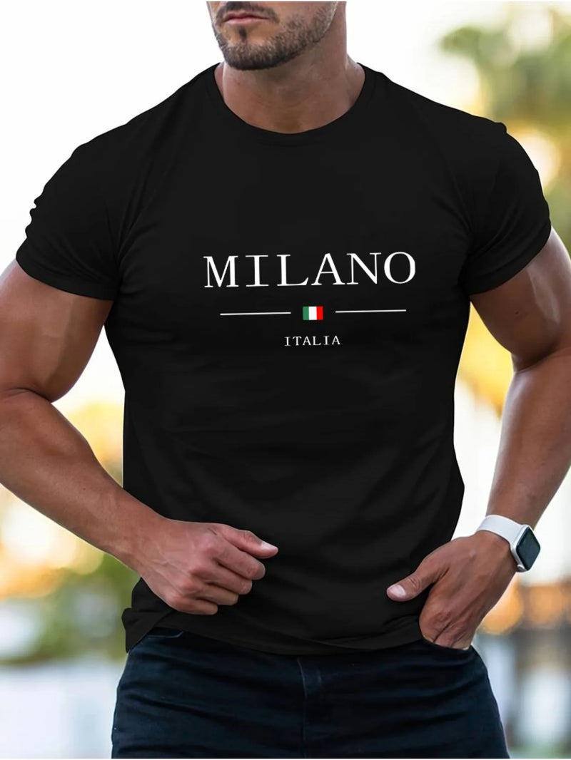 Camiseta Masculina MILANO - Algodão Confortável - Estampa Itália