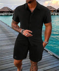 Conjunto Praia Masculino - Camisa de Lapela e Shorts Listrado