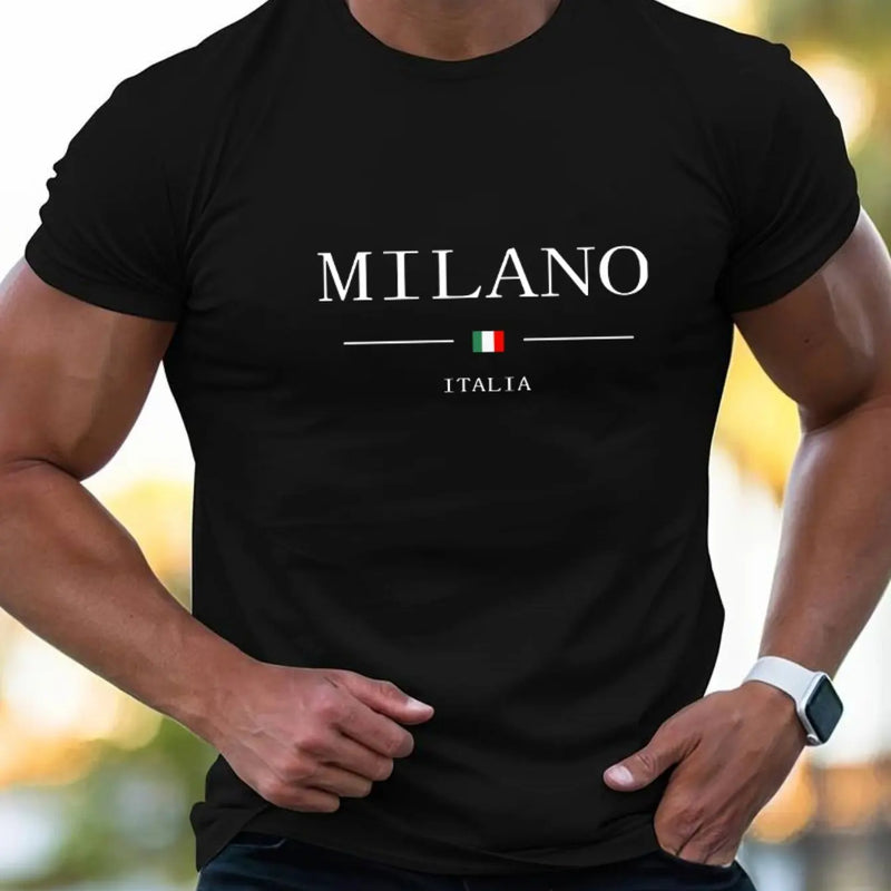 Camiseta Masculina MILANO - Algodão Confortável - Estampa Itália