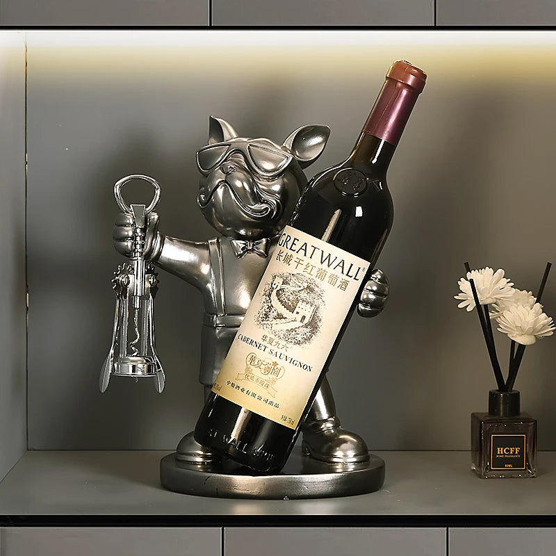 Suporte para Vinho Bulldog Francês – Elegância, Estilo e Personalidade na Sua Decoração!