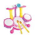 Conjunto de Bateria Infantil para Crianças - Brinquedo Musical com Microfone e Luzes para Meninas de 1 a 3 Anos 🎤✨