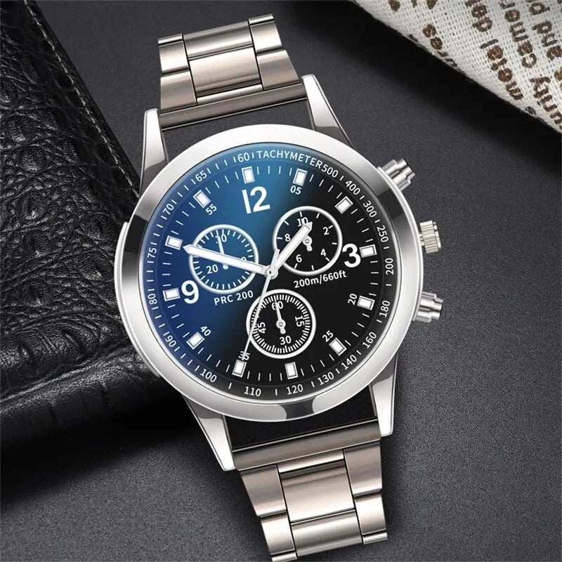 Relógio Masculino de Aço Inoxidável - Modelo Chrono Preto e Branco com Tachymeter