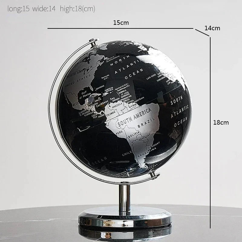 Globo Terrestre Decorativo com Base Metálica – Educação e Sofisticação em um Só Item