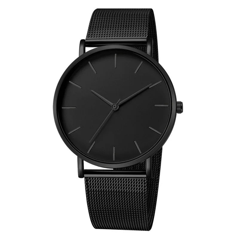 Relógio Masculino Black Steel Ultra Fino – Elegância e Estilo com Pulseira de Aço Inoxidável