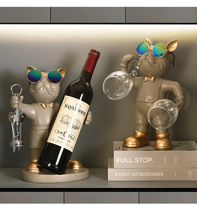 Suporte para Vinho Bulldog Francês – Elegância, Estilo e Personalidade na Sua Decoração!