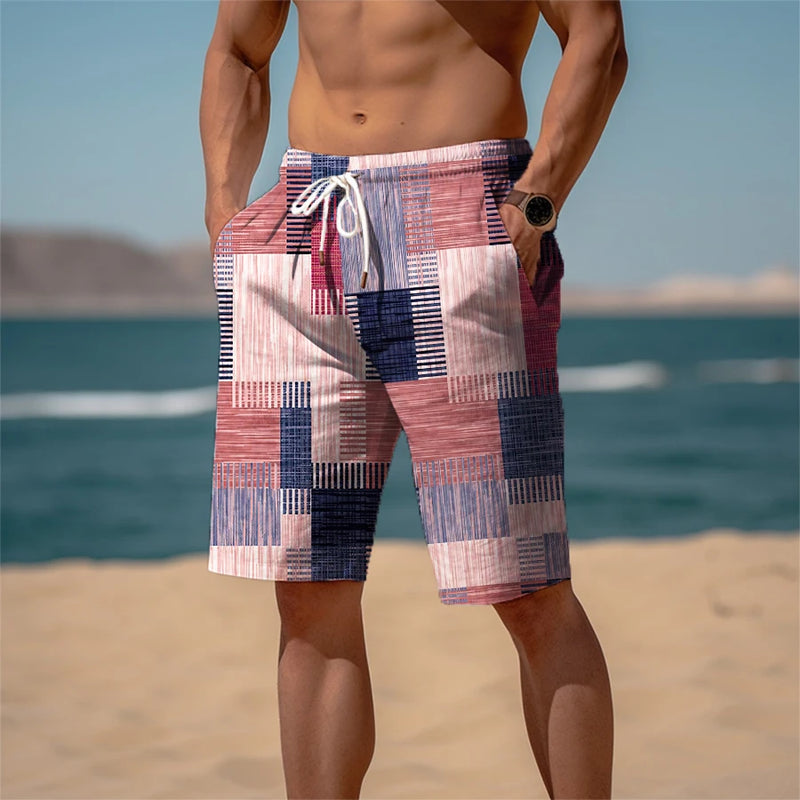 Shorts Masculino de Praia e Academia - Estampado, Confortável, Respirável, Cintura Elástica