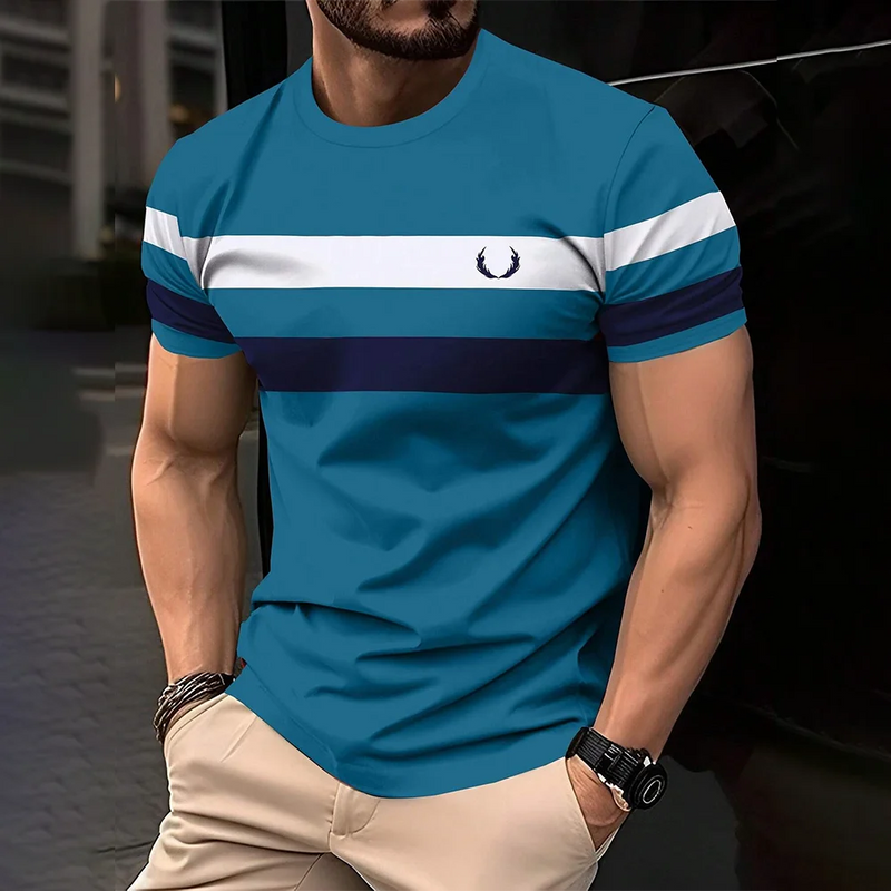 Camiseta Casual Masculina Listrada - Estilo Urbano e Confortável para o Verão