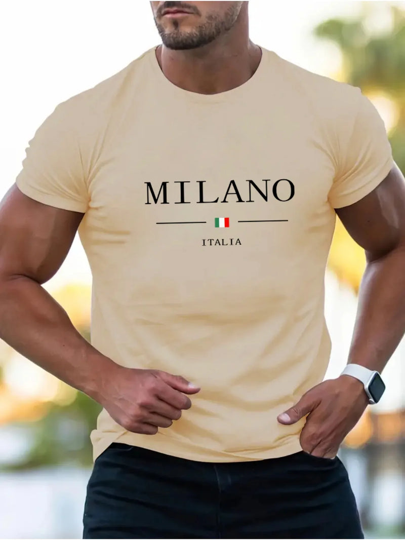 Camiseta Masculina MILANO - Algodão Confortável - Estampa Itália