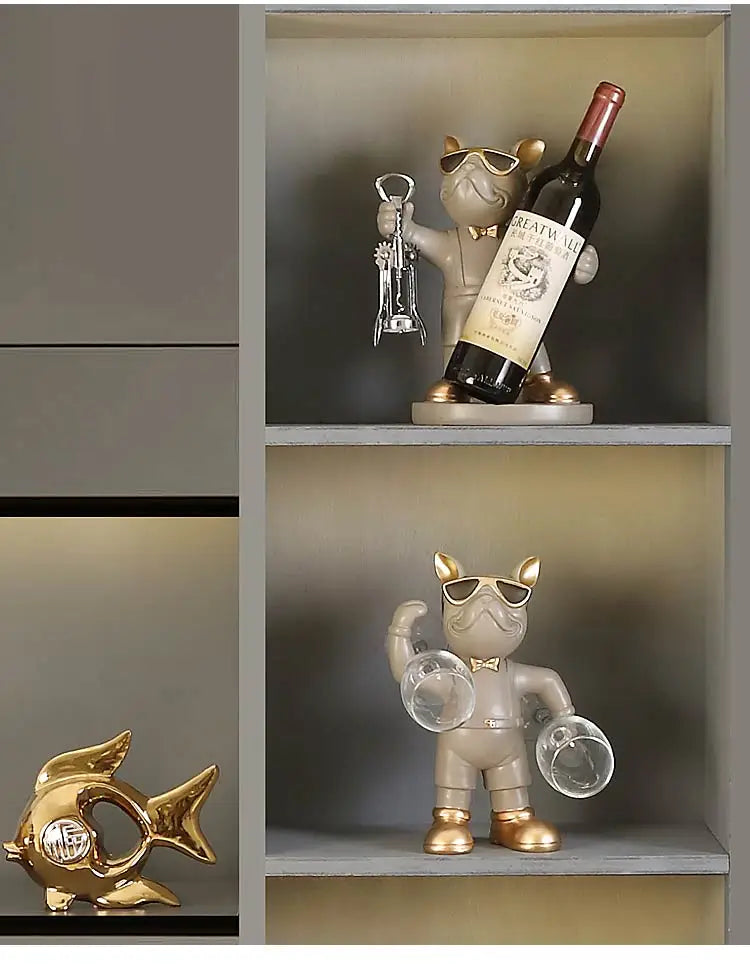 Suporte para Vinho Bulldog Francês – Elegância, Estilo e Personalidade na Sua Decoração!