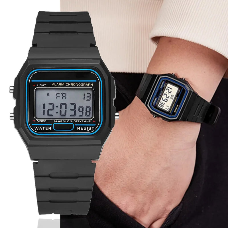 Relógio Digital Masculino Simples Quadrado com Pulseira de Silicone - Relógio Esportivo Elegante