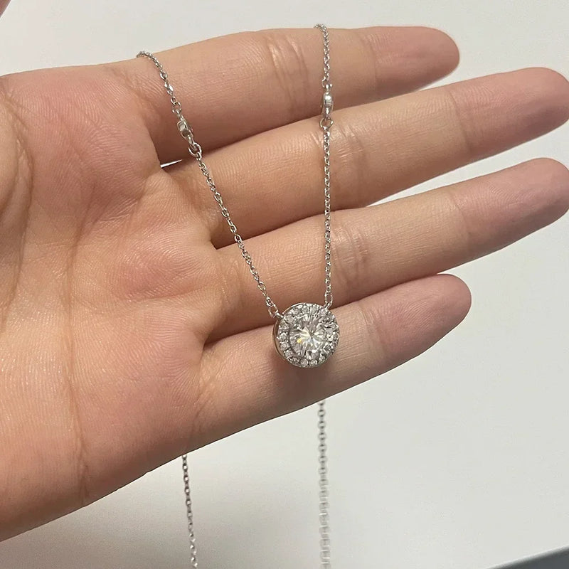 Colar de Moissanite Brilhante em Prata Esterlina 925 | Design Elegante e Moderno para Mulheres